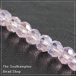 Chinese 4mm Round Crystals - Pale Pink AB